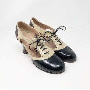 Anyi Lu Vintage Style Swing Saddle Heels